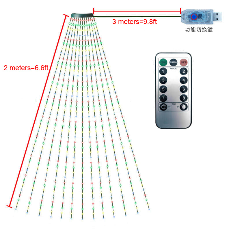 Christmas Tree Decorative String Light, Flagpole Lights, Christmas Tree hood lights